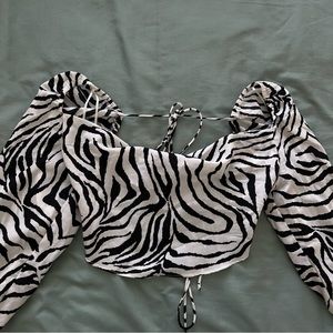 Zebra Print Open Back Crop Top